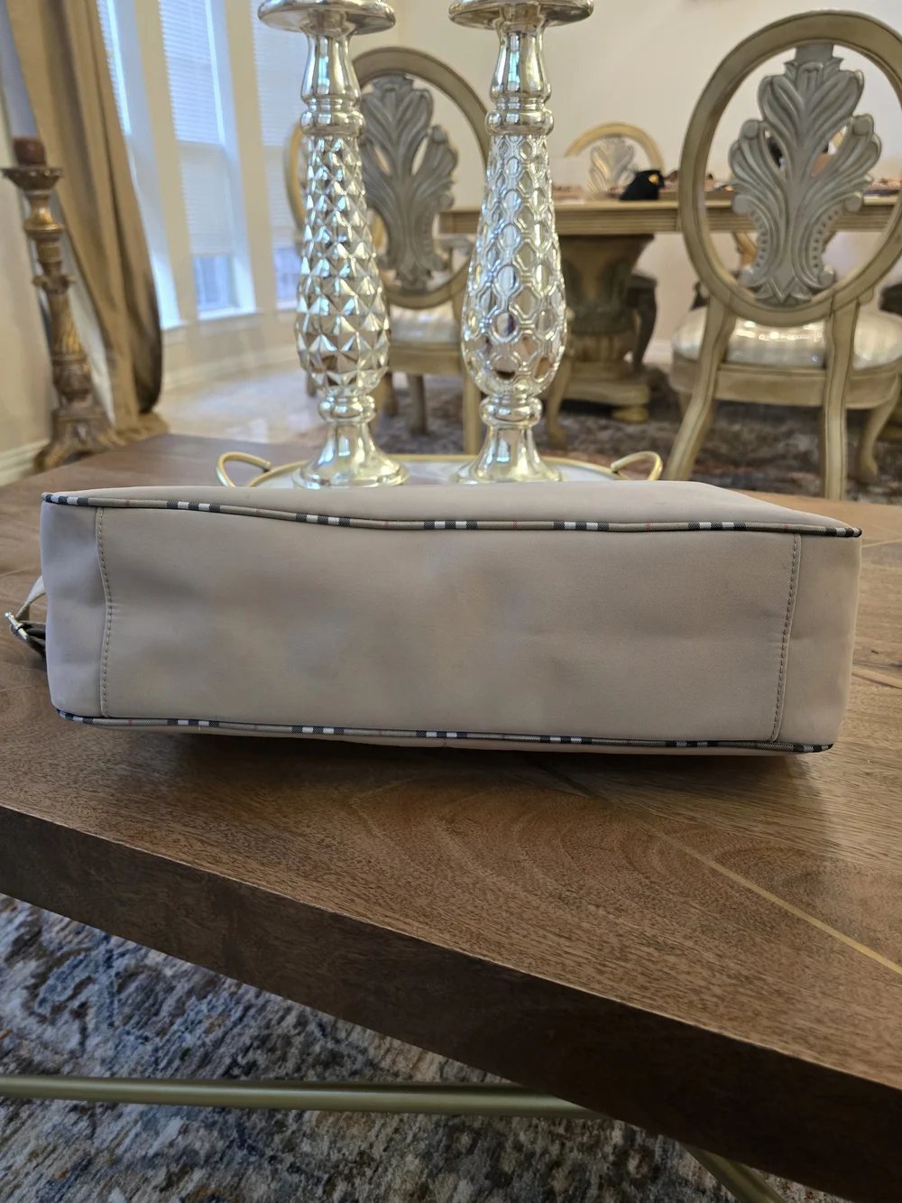 Burberry Beige Messenger Bag with Check Trim